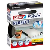 tesa extra Power Perfect Gewebeband - Gewebeverstärktes Ductape zum Basteln, Reparieren, Befestigen, Verstärken und Beschriften - Schwarz - 2,75 m x 19 mm