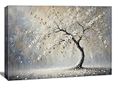 Visario Baum Bild 120x80 cm – Moderner Kunstdruck auf Leinwand mit Blütenmotiv | Hochwertige Wandkunst für Wohnzimmer & Schlafzimmer | Elegantes Leinwandbild – Art.-Nr. 5057