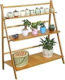 FHGDXCADCX Pflanzenständer Pflanzenregale Blumenständer Blumentreppe aus Holz, Blumenständer für Innenbereich, 3 Stufen, Leiterrahmen, Klappbarer Blumen-Displayhalter