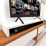 Henor Doppelter TV Riser aus Holz, 160 x 35 x 15 cm, mattweiß. Unterstützt +100 kg.