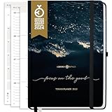 Lebenskompass Kalender 2025 Buchkalender A5 'WAVE' - Schöner Wochenplaner 2025 & Terminkalender 2025 - stabiles Hardcover mit edler Folienprägung