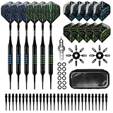 LYCXAMES Dartpfeile mit Kunststoffspitze für Elektronische Dartscheibe, 6 Stück Soft Darts Pfeile Set, 18 Gramm Profi Softdarts Dartpfeil mit 30 Kunststoff Dartspitzen und 12 Anti Lose Gummiringe