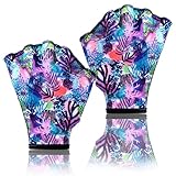 TIESOME 1 Paar Unisex Schwimmhandschuhe mit Schwimmhäuten für Aquafitness, Schwimmflossen Erwachsene Mehrfarbige Schwimmpaddel Wasserwiderstandstraining Tauchdesign