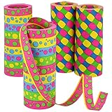 com-four® 4X XXL Luftschlangen Rollen, extra lang als Party Deko für Geburtstage - Papierschlangen für Silvester - 15 m, 9 Röllchen extra breit 14 mm (4 Stück - XXL)