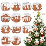 Krippenornamente aus Holz für Weihnachtsbaum, Krippe, christliche Weihnachtsdekoration, hängende Dekoration, Weihnachten, Innen- und Außenbereich, christliches religiöses Geschenk für Kinder und