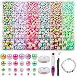 HOVIN Perlen für Armbänder,Perlen Set 4/6/8/10mm,Perlen Armbänder Selber Machen Set,Bastelperlen für Schmuckherstellung DIY Armbänder