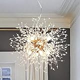 LynPon Moderne Gold Kronleuchter 8 Leuchte Feuerwerk Sputnik Deckenleuchte Kristall Löwenzahn Pendelleuchte für Schlafzimmer, Wohnzimmer, Esszimmer, Küche, Flur