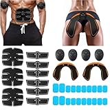 EONDEVO 35PCS / Set Bauchmuskeltrainer EMS Trainingsgerät, EMS Muskelstimulator/Po Trainer Smart Wireless mit 4 Controller und 20 Gel Pads für Bauch, Arm, Gesäß, Bein