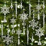 BOFUNX 18pcs Acryl Eiszapfen Schneeflocke Eistropfen Anhänger Kristall Christbaumschmuck Weihnachtsbaumschmuck Acryl Hängende Ornamente für Weihnachten Party Hochzeit Dekoration