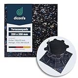 diconfa 100x Terrassenpads Gummigranulat 200x200mm, 3mm stark - WÄHLBAR - Dicke 3mm bis 20mm - Menge 1 bis 300 Stück - Gummipads Regenerat Plattenlager Stelzlager Terrassen-BAU Gerüstbau Transport