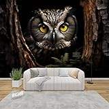 PaxGloz Fototapete Eule Tapete 3D Effekt Eulen Tapeten Vliestapete Modern Wandtapete Wohnzimmer Schlafzimmer Kinderzimmer Wanddeko Motivtapeten 200 x 140 cm (B x H)