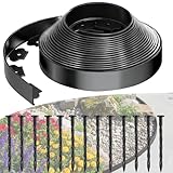 SdreMelo Flexible Rasenkante 12M x 5CM Rasenkante Kunstoff Mit 50 Stück Erdanker, Länge 39.4ft / 12m HöHe 5CM Flexible Kunststoff Unsichtbare Raseneinfassung FüR Garten Rasen -12M Schwarz