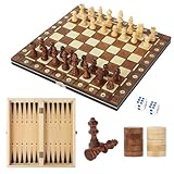 Schachspiel, 3-in-1 Magnetisches Schachspiel Aus Holz, 29 x 29 cm Schachspiel Magnetisch, Faltbares Magnetisches Schachspiel,Tragbare Schachbrett, Abschließbare Box, für Kinder Erwachsene Party Reisen