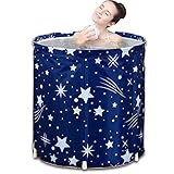 Sinbide Bathtub Faltbadewanne Faltbadewanne Faltbadewanne SPA Badewanne Erwachsene Kunststoff Eimer 70x65 cm mit isolierender Baumwolle Blau Stern