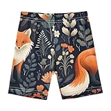 Mädchen-Fahrradhose aus Baumwolle, orangefarbener Fuchs-Blumendruck, Kleinkind, Sommerkleidung für unter Kleidern, 4T, Orangefarbene Fuchs-Blumen, 128