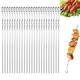 LEERMEIZI Grillspieße,24 Stück Grillspieße Edelstahl,Robuste Schaschlickspieße,Grill Kabob Spieße edelstahl grill kabob spieße edelstahl Kebab spieße schaschlikspiesse edelstahl Für Lagerfeuer