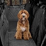 Hainberger Hundedecke Auto Rückbank Wasserabweisende Kratzfeste Autodecke für Hunde wasserdichte rutschfeste Autoschondecke mit Seitenschutz und Sichtfenster, 4-in-1 Rücksitzschoner 137x147 cm