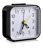 Birshe Analoger Wecker Leise Ohne Ticken Lauter Alarm Geräuschlos Tragbarer Wecker Mini Wecker Batteriebetrieben Wecker Wecker Analog Ohne Ticken Wecker mit Snoozefunktion Nachtlicht (Black)