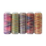 MAGT 5er Set Nähgarn, Iridescent Hand Sewing String Spool Gradient Quilting Stickgarn Spulen Bekleidungszubehör für Stick- und Nähmaschinen