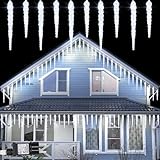 ZAIYW LED Eiszapfen Lichterkette Außen, 40 LED Eiszapfen Weihnachtsbeleuchtung mit Timer 8 Modi, 4M Wasserdicht Eisregen Lichterkette Strombetrieben für Weihnachten Innen Außen Deko (Kaltweiß)