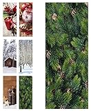 Hochwertiger Textilbanner Weihnachten/Winter – Große Auswahl – 180cmx75cm – Beidseitig Bedruckt - Schaufenster Deko - Wanddeko/Textilbild/Fotoprint - Fensterdekoration & Wandbehang (Tannengrün)