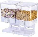 Rosenstein & Söhne Müsli Aufbewahrung: Doppel-Spender für Cerealien & Snacks, 33,5 x 30,5 x 16,5 cm, weiß (Müsli Vorratsdose, Cornflakes Aufbewahrung, Frischhaltedosen)