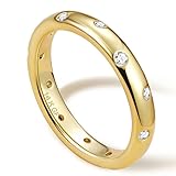 Adramata Ringe Frauen Gold 14 Karat Gold Gefüllte Ring Damen Stapelbare Daumenring Dünner Fingerring CZ Statement Ring Bandring Verlobungsring Eheringe Engagement Ringe Damen Gold Ring für Damen