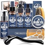 Bartpflege Set,Bartwuchsmittel Männer,Bartpflegeset Geschenke für Männer mit Dermaroller,Bartshampoo,Bartöl Wachstum,Bart Balsam Kamm Bartbürste Herren Geschenk für Vater Ehemann Papa