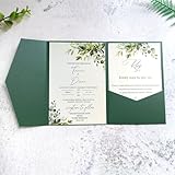 Grüne Hochzeitseinladungsumschläge, Perlpapier, 250 g/m², 25 Stück, Für Hochzeit Geburtstag Taufe Einweihungsparty
