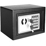 Himimi® Feuerfest Tresor, Wasserdichter Klein Elektronischer Safe, 2 x Dringend Schlüssel & Befestigungsschraube, Wandtresor mit 2 Doppelstahlbolzen Möbeltresor, Stahlsafe, 23 x 17 x 17 cm