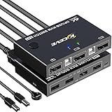 KVM DP Switch 2 In 1 Out, DisplayPort KVM Umschalter Unterstützt 4k@60Hz Control 2 Computer zur Gemeinsamen Nutzung von Tastatur, Maus und Monitor