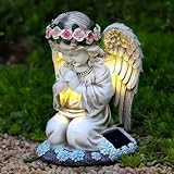 Solar Engel Gartenfiguren, Grablichter, LED Fairy Engel Figur, Gebetsengel Solarleuchte 6~12Stunden, Gartendeko Figuren 20.5cm×15.5cm×14cm, wetterfest grabschmuck für Friedhof Outdoor Gartendekoration