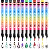 HJZHII 12 Farben 3D Stift Nagelkunststift Set,Nagellackstifte für Nägel,Nagellack Stift Graffiti Stifte Nail Art Nageldesign 3D Pen Schnell Trocknender Acryl Nagelkunst Malstift Mit Weichen Borsten
