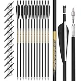 surwolf Armbrust Pfeile 20'&22“ Bogenschießen Aluminium Armbrust Bolzen, Jagd Aluminium Pfeil für Armbrust mit 4“ Vanes Jagd Armbrust Pfeile 12pcs (schwarz Set, 20')