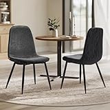 VASAGLE Esszimmerstuhl 2er Set, Küchenstuhl, Polsterstuhl, Metallbeine, verstellbare Füße, pflegeleicht, Chenille-Gewebe, PU mit von Gletschern inspiriertem Muster, schiefergrau KDC187G01