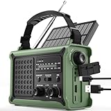 ROCAM Kurbelradio,12000mAh Notfallradio mit 8500mm² Solarpanel & 650mA Kurbel, Tragbar Solar Weltempfänger Radio mit AM/FM Empfang, LED Taschenlampe & Leselicht,USB, SOS für Camping, Notfälle&Blackout
