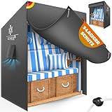 KESSER® Premium Strandkorb Schutzhülle mit Belüftungsöffnungen, Strandkorbhülle Wasserdicht, Winterfest UV-Beständiges, Schwerlast Reißfest 600D Oxford Gewebe Abdeckung (135x105x175cm), Anthrazit