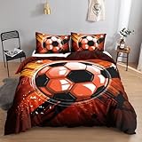 HOSIMA Comfort 3-teiliges Bettwäscheset mit Cartoon-Fußball-Muster, Aus 100% Polyester – weich, Atmungsaktiv und Pflegeleicht, Beinhaltet Einen Kissenbezug und Bettbezug (Fußball-B XS)