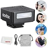 Godox IM20 Kamerablitz, Mini Flash Speedlite, GN15 mit 7 Stufen Blitzleistung, CCT 6000K±200K mit optischer Steuerung S1/S2 für Fuji/Sony/Nikon/Canon/Olympus Kamera