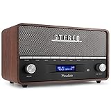 Audizio Corno - DAB+ Radio, DAB Radio, Bluetooth, Alarmfunktion, Radiowecker, Retro UKW-Radio, 60W, FM, Batterie- und Netzbetrieb, 20 Sender speichern, LCD-Display, AUX, Küchenradio Vintage - Grau