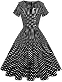 Wedtrend Cocktailkleid Damen Kurz 50er Jahre Kleider Damen Rockabilly Abendkleider Elegant für Hochzeit WTP20007 BlackSmallWhiteDot XS