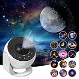 Upgrade Sternenhimmel Projektor, Home Planetarium Projektor Lampe Sternenhimmel für Schlafzimmer Kinder Erwachsene mit 14 Planeten Discs, Mond/Nebel/Himmels Galaxy Projektor,Skylight Projector Weiß
