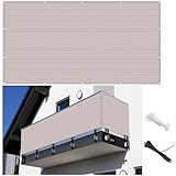 Balkonverkleidung Sichtschutz 90 x 540 cm UV Schutz Wind Sonnenschutz Balkon Sichtschutz Bespannung mit Ösen, Nylon Kabelbinder Und Kordel, für Garten Balkon, Weiß