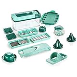 Genius Nicer Dicer Fusion Julietti | 16 Teile | Alles-Schneider | inkl. Slicer, 26.5 x 11.5 x 14.5 cm, Mintgrün