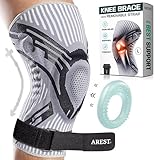 AREST Kniebandage Männer und Damen - Bandage knie mit Kompressionsband - Kompression Kniestütze mit Seitenstabilisatoren für Sport (L)