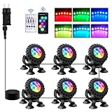 NATPOW Teichbeleuchtung LED Unterwasser, Unterwasserbeleuchtung RGB Unterwasser Teichlicht mit Fernbedienung, IP68 wasserdicht, Farbwechsel Gartenbeleuchtung für Garten, Patio, Baum(6 in 1)