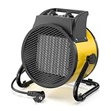 DAHTEC Heizlüfter 3000 Watt Keramik Heizstrahler Elektroheizer Bauheizer Bautrockner mit Thermostat Heizgerät mit 3 Heizstufen für Baustellen, Hausgebrauch, Werkstatt,Garage