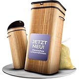 Tropi 80L Bambus-Müllsackständer – Eleganter Mülltrenner mit Sichtschutz & Deckel – Rund/Quadratisch – Passend für Gelbe Säcke – Geruchsarm & Leicht zu Reinigen (Quadratisch)