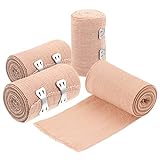 Healifty Elastischer Medizinischer Verband, Kompressionsrolle mit extra Metallclips, Sportzubehör für Knöchelunterstützung, Arm- Bein- oder Brustkorbverletzungen, 4 Stück