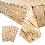 2 STK 130x220cm Tischdecke Holz Braun Abwischbare Tischdecken Wasserabweisend Vintage Tischtuch für Rustikal Party Geburtstag Hochzeit Hintergrund Garten BBQ Outdoor Tischdecke usw. (Dicke: 0.035mm)